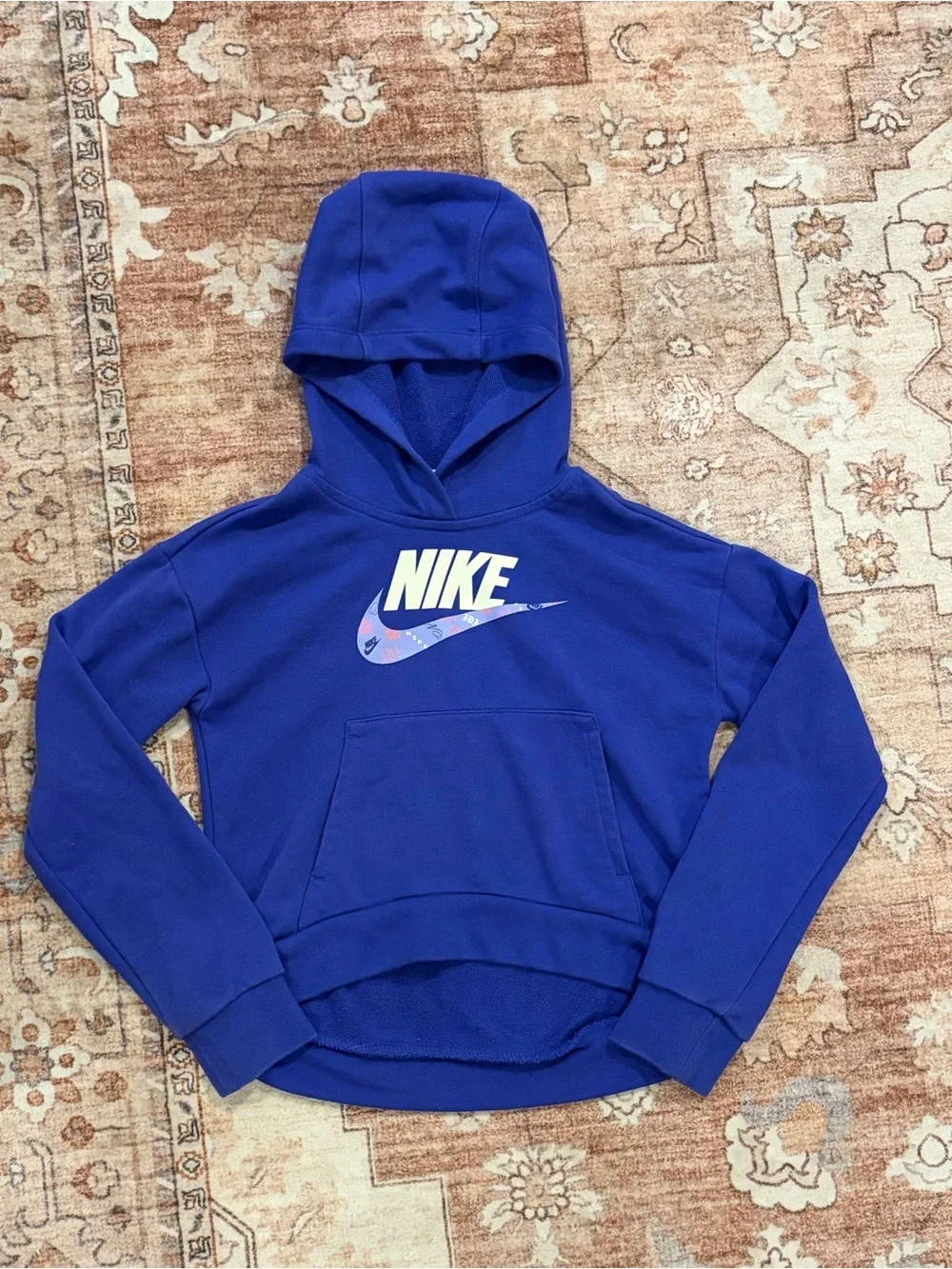 Nike Kids Purple Hooded Pullover Sweatshirt with Logo